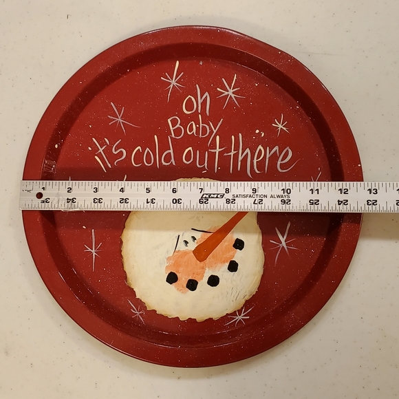 13" Baby it's Cold Out Handmade Tray Red Christmas Holiday Tin OOAK - Picture 5 of 6